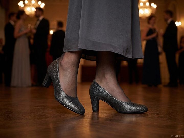 Tamaris třpytivé společenské lodičky pewter glam 1-22418-41