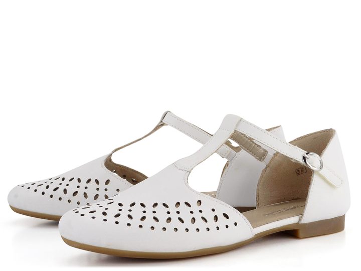 Remonte prerezávané baleríny s priehlavkovým T-pásikom biele D0K08-80