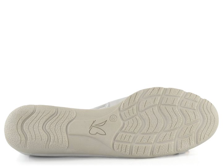 Caprice šedé kožené baleríny so zdobenou špičkou Light Grey 9-22172-20