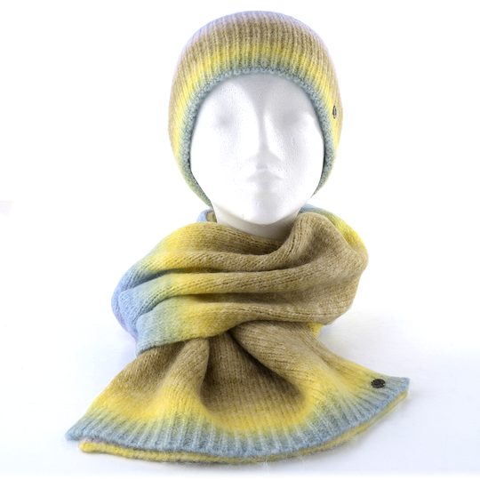 Fraas pletený šál s barevným gradientem cloudy turquoise 667099-678