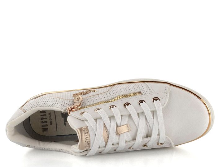 Mustang tenisky se zipem weiss/gold 1300-312-111