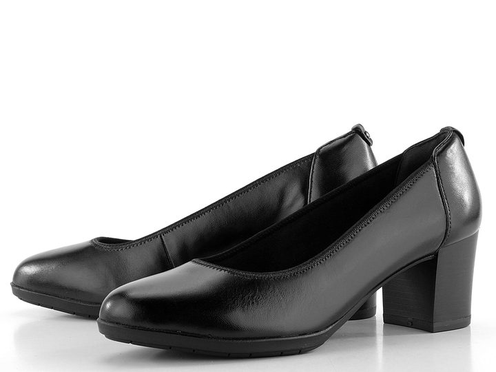 Tamaris kožené lodičky se širokým podpatkem černé 1-22416-43