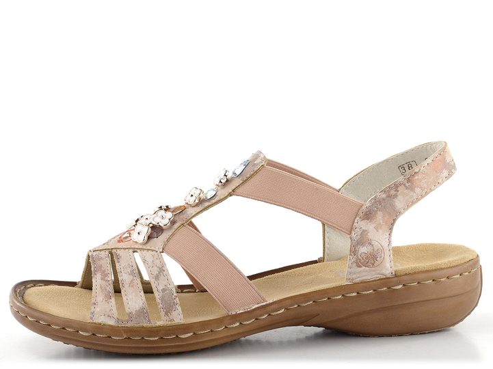 Rieker sandály růžové s bižuterií 60855-31
