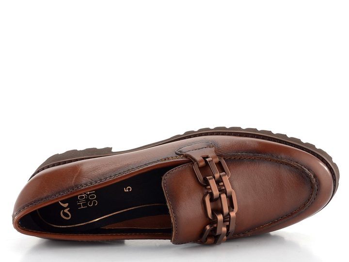 Ara užší kožené mokasíny Kent Cognac 12-31241-09