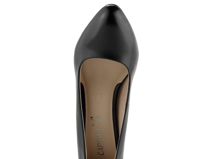 Caprice černé kožené lodičky 9-22405-42