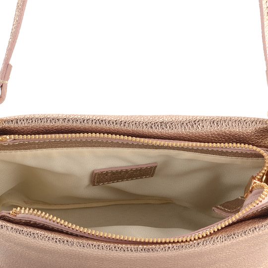 Elega mini kabelka metalická růžovozlatá/zlaté kování 69790