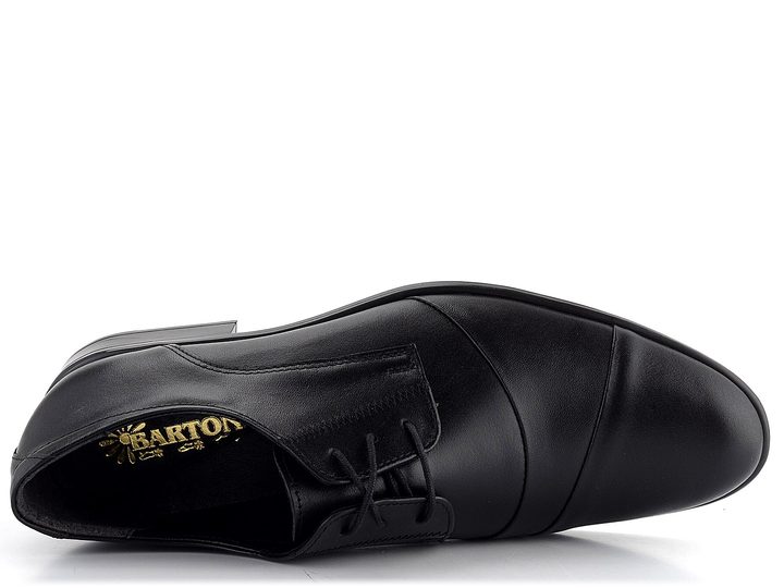 Barton celokožené černé polobotky překládané 53312