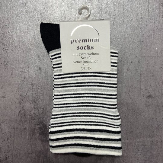 Dámske ponožky so zdravotným lemom 3 páry čierna/modrá/pruh