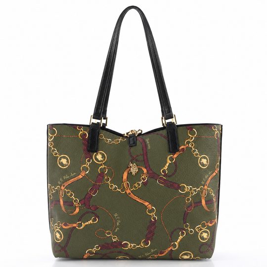 U.S. POLO ASSN. střední oboustranná shopper kabelka s etují černá BIURR9377WVPTC8