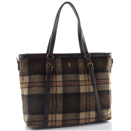 U.S. POLO ASSN. shopper kabelka s károvaným vzorem hnědá BIUHU9388WZCBC3
