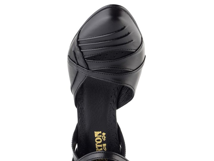 Barton lodičky kožené černé s páskem kolem nohy 3515-1