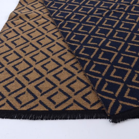 Bugatti oboustranný pánský šál s geometrickým vzorem tmavě modrý 630328-590