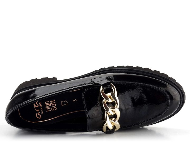 Ara kožené mokasíny lakované černé Kent 12-31209-11