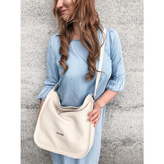 Elega kožená kabelka gondola smetanová 68906_769_Z