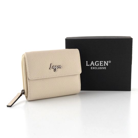 Dámska kožená peňaženka so zipsovým vreckom off white LG003