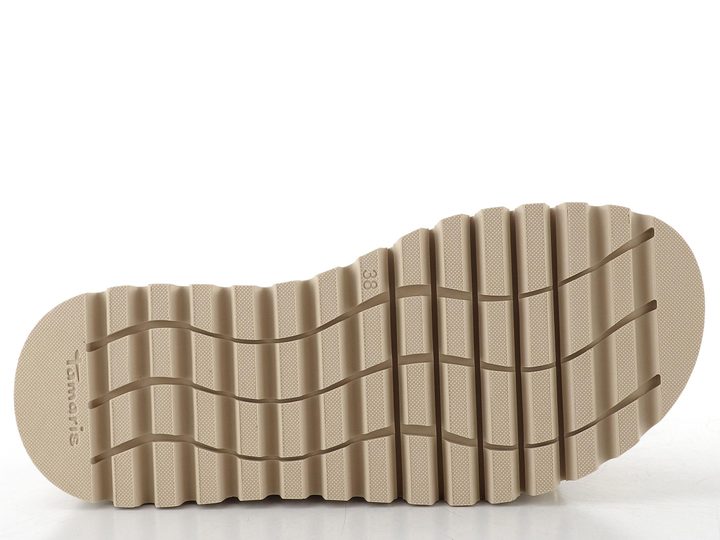 Tamaris kožené pantofle na vysoké platformě light gold 1-27202-44