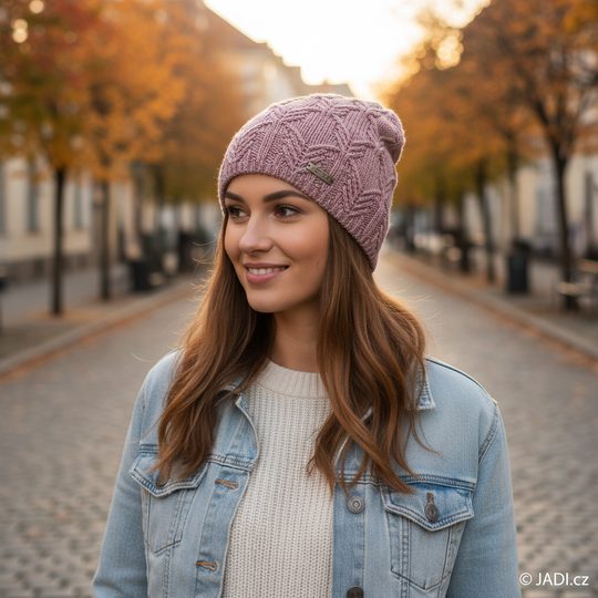 Voxx pletená čepice bavlněná Navara starorůžová 119012