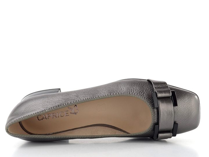 Caprice metalické baleríny Dark Grey se sponou 9-22101-45-289