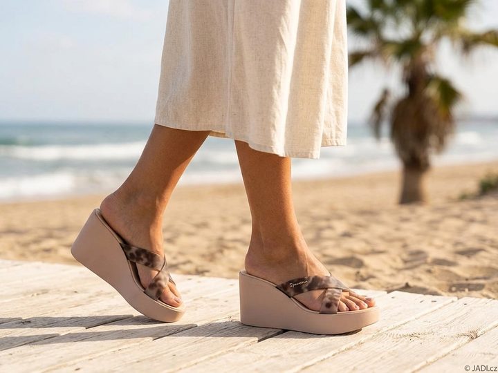 Ipanema béžové pantofle na klínu High Fashion Slide Fem 83520-AQ407Z