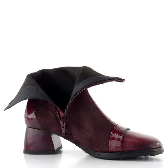 Hispanitas strečový zipový kotník na podpatku Marsella wine HI254219