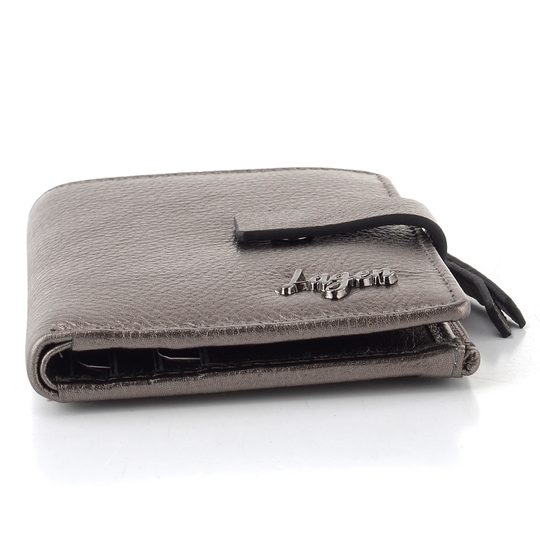 Kožená menší peněženka se zápinkou dk. silver LG059M