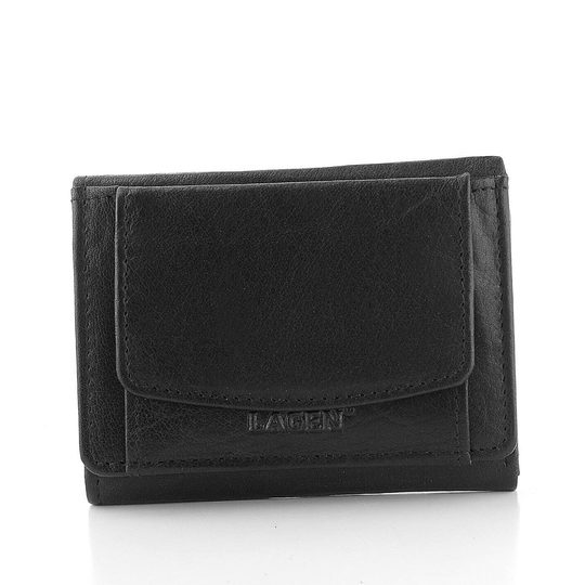 Malá kožená peněženka s kapsičkou na mince černá W-2031