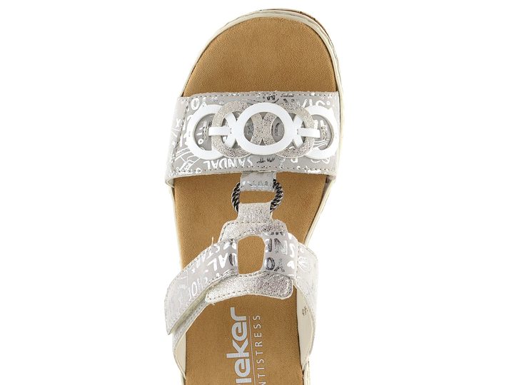 Rieker strieborné šľapky s variabilnými pásikmi 62936-90