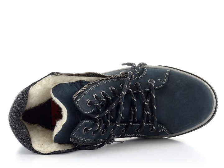 Rieker modrá členková obuv s membránou a postranným zipsom 38920-14