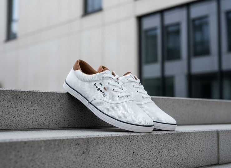 Bugatti biele pánske poltopánky 321-AFH01-5000