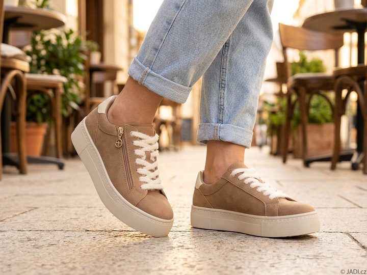 Tamaris tenisky na platformě camel 1-23313-41