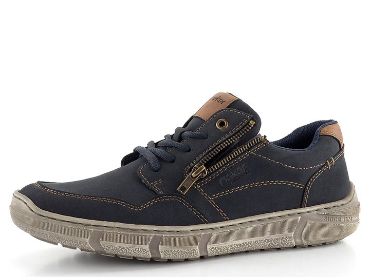 Rieker pánske poltopánky s postranným zipsom tmavo modré 04003-14