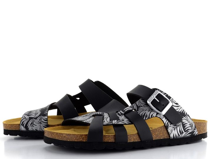 BIO Life fuzbetové pantofle černá/stříbrný potisk 0004.Valeria/683