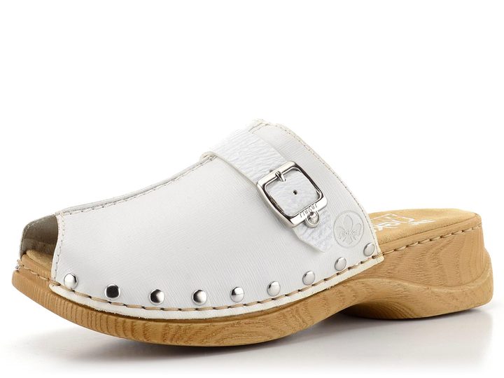 Rieker bílé pantofle s cvočky 65064-80