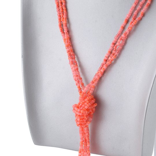 Náhrdelník rokajl dlouhý s uzlem lososový