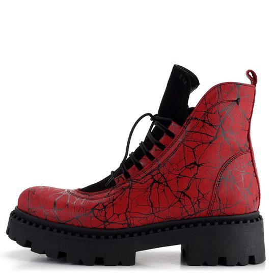 Barton kotník zateplený červený s černým potiskem 23104