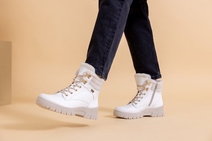 Remonte biela šnurovacia členková obuv s membránou D0E71-80