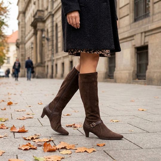 Hispanitas kozačky na podpatku Viena espresso HI265082