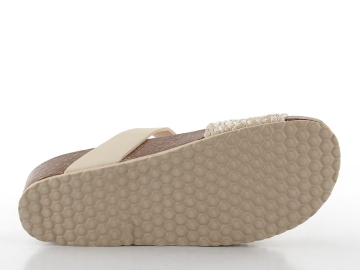 BIO Life fuzbetové pantofle na klínku béžové/lýko 2453.28 Peggy/879