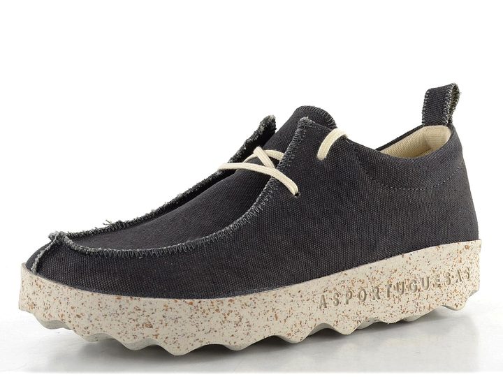 Asportuguesas plátěné polobotky na platformě washed black P018025020