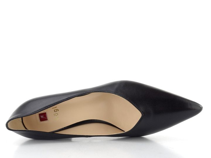 Högl kožené lodičky na širokom podpätku čierne 0-104500-0100