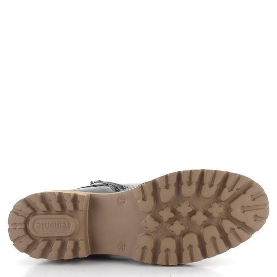 Remonte členková obuv šnurovacia lakovaná čierna D8663-00