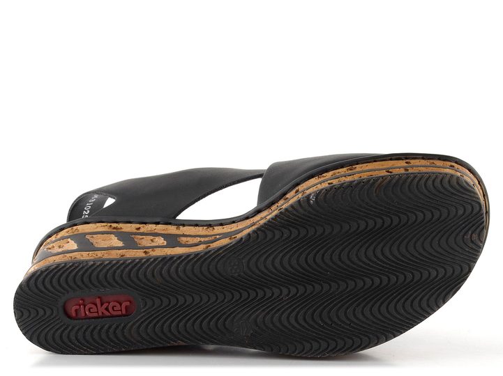 Rieker křížené sandály na klínu černé 68189-00