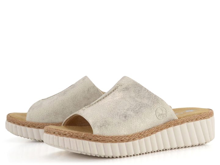 Rieker pantofle na klínku metalické 69288-60