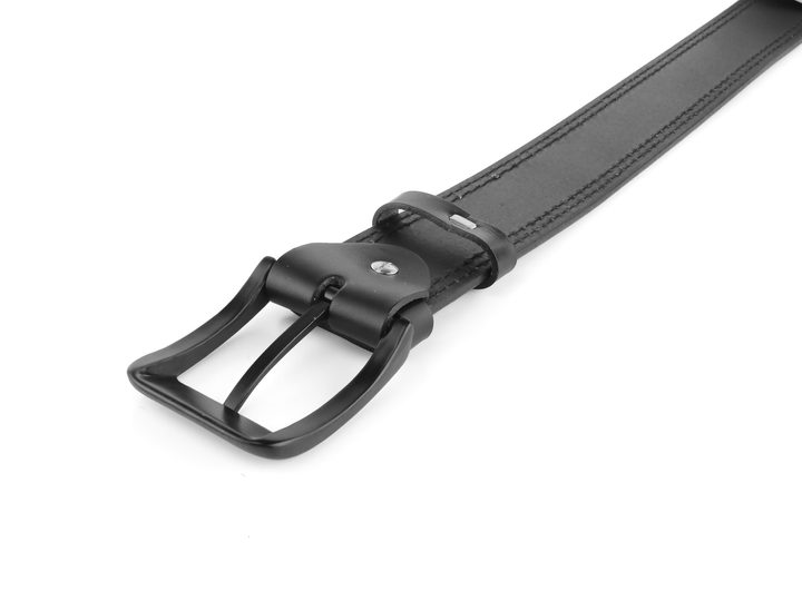 Černý kožený opasek s dvojitým štepem 38 mm