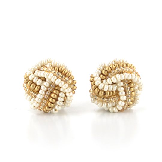 Náušnice rokajl puzeta béžové