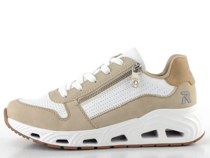 Rieker Sport tenisky na platformě béžovo-bílé N5204-80
