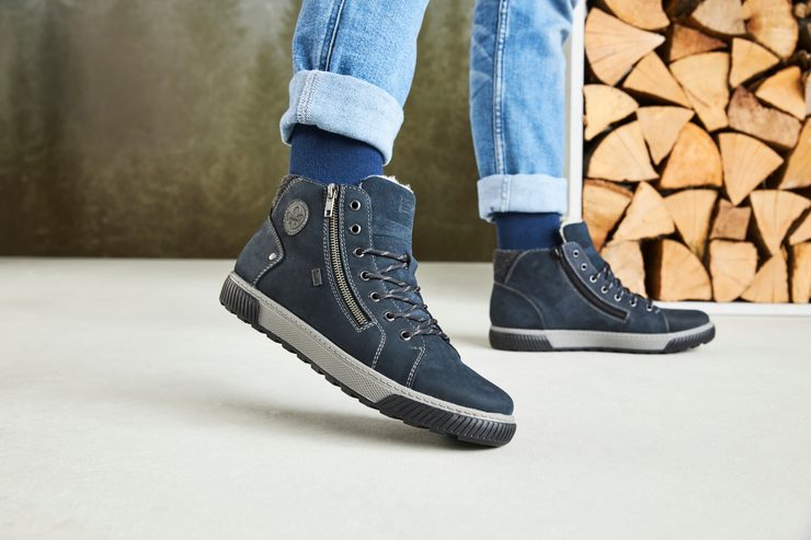 Rieker modrá členková obuv s membránou a postranným zipsom 38920-14