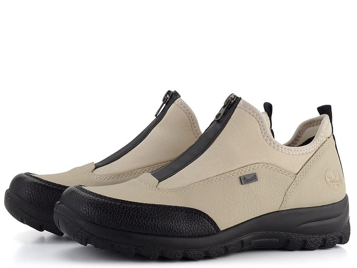Rieker polobotky s předním zipem a membránou krémové L7153-60
