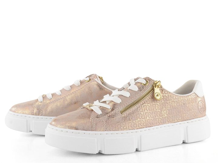 Rieker tenisky so zipsom Rosegold/Weiss N5917-90