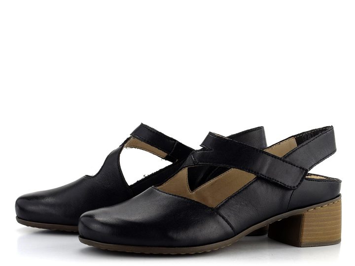 Rieker poltopánky s voľnou pätou a priehlavkovým pásikom čierne 41697-00